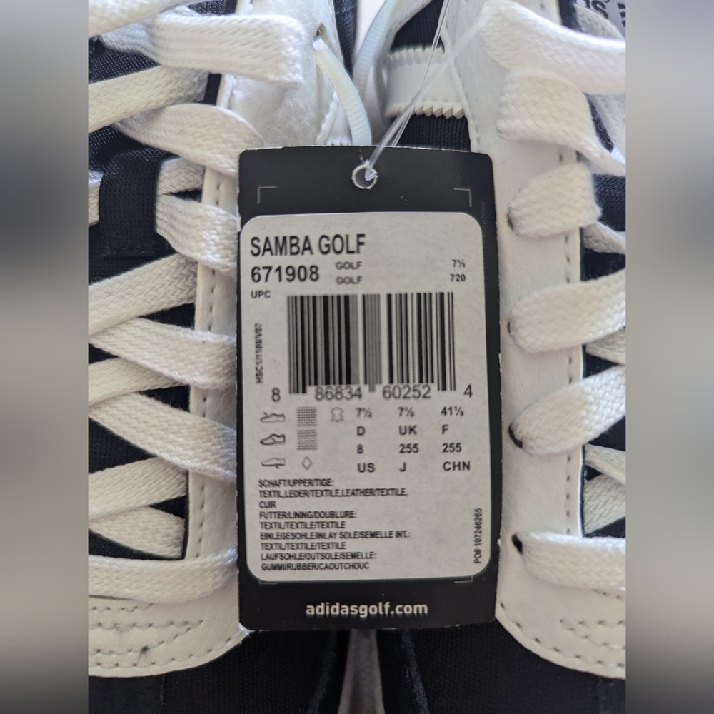 NWT- Adidas Samba golf shoes- size 8 - Picture 5 of 5
